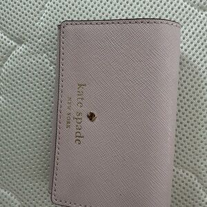 kate spade Blush Pink Saffiano Card Case with Gold Logo